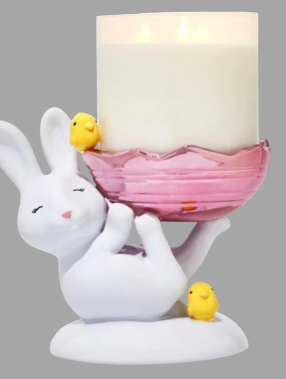NEW Bath & Body Works Ceramic Easter Bunny & Chicks 3-Wick Candle Holder - Picture 6 of 8